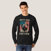 Best Pug Dad Ever USA Flag  Dog Father s Day Tシャツ (正面フル)