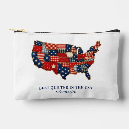 Best Quilter in the USA Personalized Patchwork アクセサリーポーチ (正面)
