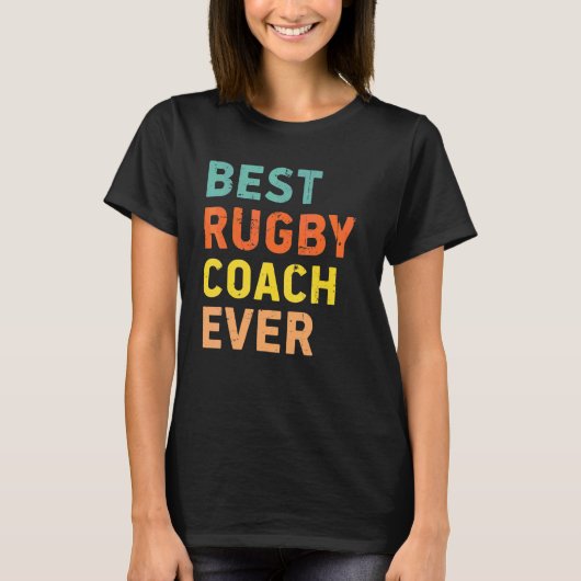 Best Rugby Coach Ever  Rugby Coach Retro  Herher Tシャツ (正面)