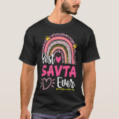Best Savta Ever Leopard Rainbow New Grandma Mother Tシャツ (正面)