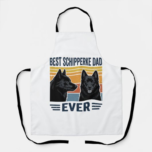 Best Schipperke Dad Ever Retro Dog Vector Design_1 エプロン (正面)