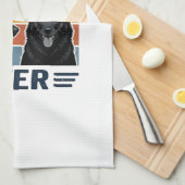 Best Schipperke Dad Ever Retro Dog Vector Design_1 キッチンタオル (四つ折り)