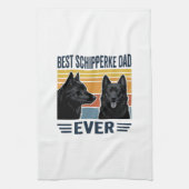 Best Schipperke Dad Ever Retro Dog Vector Design_1 キッチンタオル (縦)