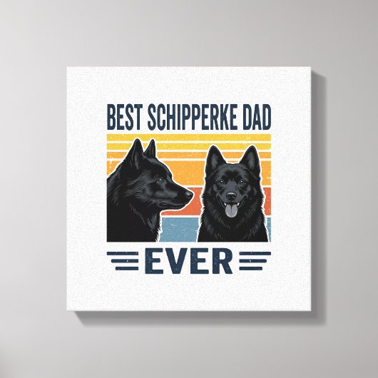 Best Schipperke Dad Ever Retro Dog Vector Design_1 キャンバスプリント (正面)