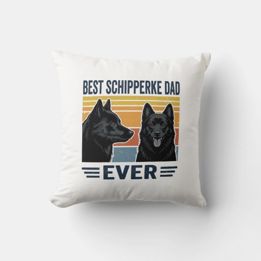 Best Schipperke Dad Ever Retro Dog Vector Design_1 クッション (正面)
