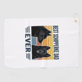 Best Schipperke Dad Ever Retro Dog Vector Design_1 ゴルフタオル (横)