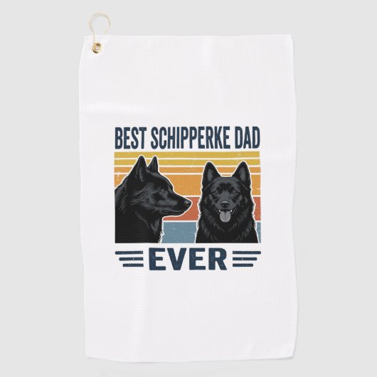 Best Schipperke Dad Ever Retro Dog Vector Design_1 ゴルフタオル (正面)