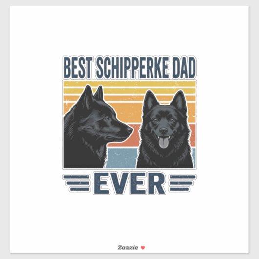 Best Schipperke Dad Ever Retro Dog Vector Design_1 シール (シート)