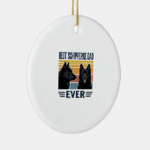Best Schipperke Dad Ever Retro Dog Vector Design_1 セラミックオーナメント (右)