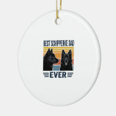 Best Schipperke Dad Ever Retro Dog Vector Design_1 セラミックオーナメント (左)