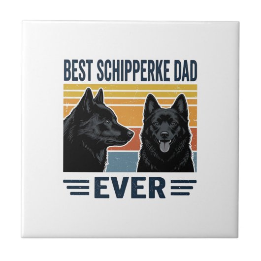 Best Schipperke Dad Ever Retro Dog Vector Design_1 タイル (正面)