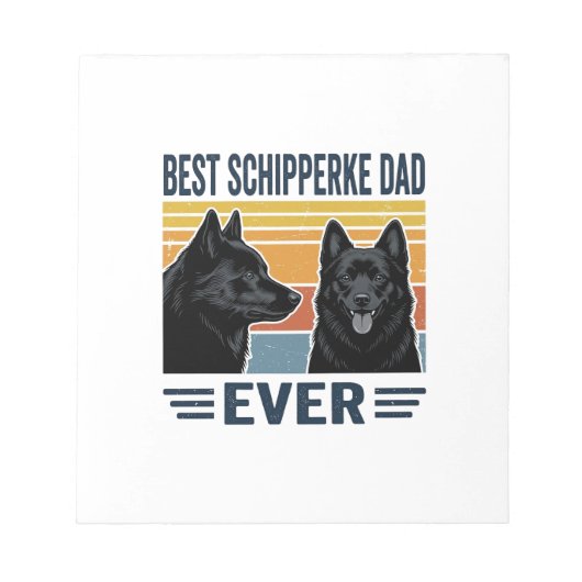 Best Schipperke Dad Ever Retro Dog Vector Design_1 ノートパッド (正面)