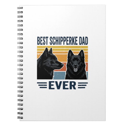 Best Schipperke Dad Ever Retro Dog Vector Design_1 ノートブック (正面)