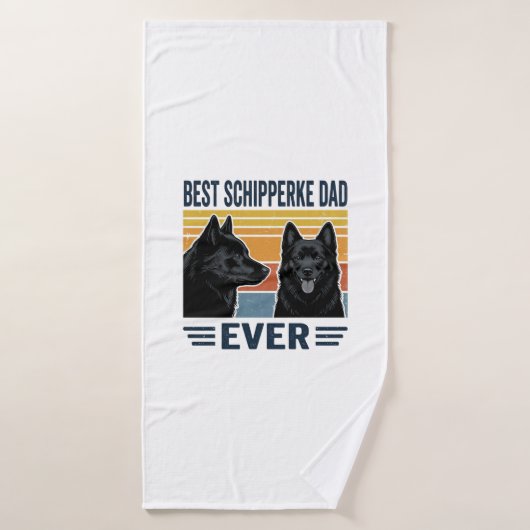 Best Schipperke Dad Ever Retro Dog Vector Design_1 バスタオル (バスタオル)
