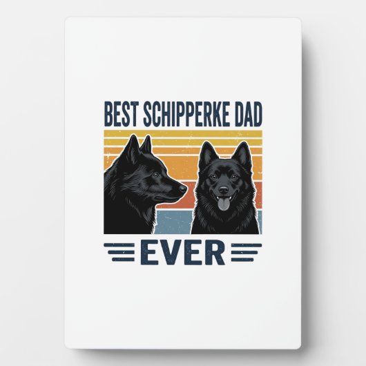 Best Schipperke Dad Ever Retro Dog Vector Design_1 フォトプラーク (正面)