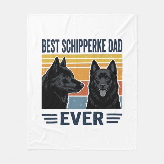 Best Schipperke Dad Ever Retro Dog Vector Design_1 フリースブランケット (正面)