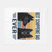 Best Schipperke Dad Ever Retro Dog Vector Design_1 フリースブランケット (正面(横))
