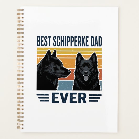 Best Schipperke Dad Ever Retro Dog Vector Design_1 プランナー手帳 (正面)