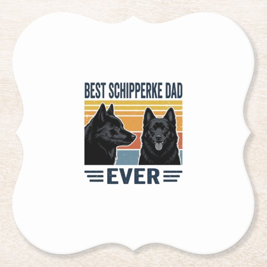 Best Schipperke Dad Ever Retro Dog Vector Design_1 ペーパーコースター (正面)