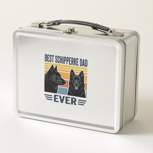 Best Schipperke Dad Ever Retro Dog Vector Design_1 メタルランチボックス (正面)