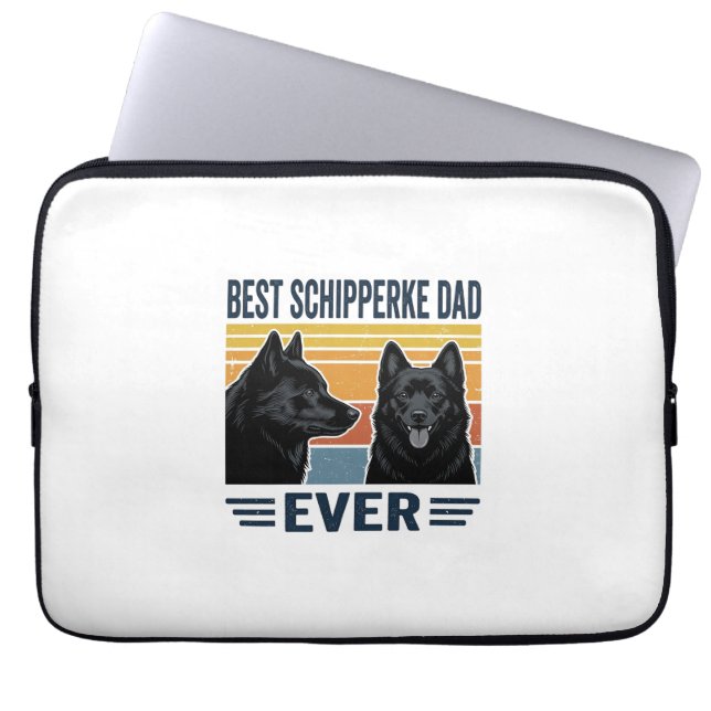 Best Schipperke Dad Ever Retro Dog Vector Design_1 ラップトップスリーブ (正面)