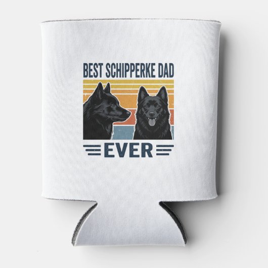 Best Schipperke Dad Ever Retro Dog Vector Design_1 缶クーラー (正面)