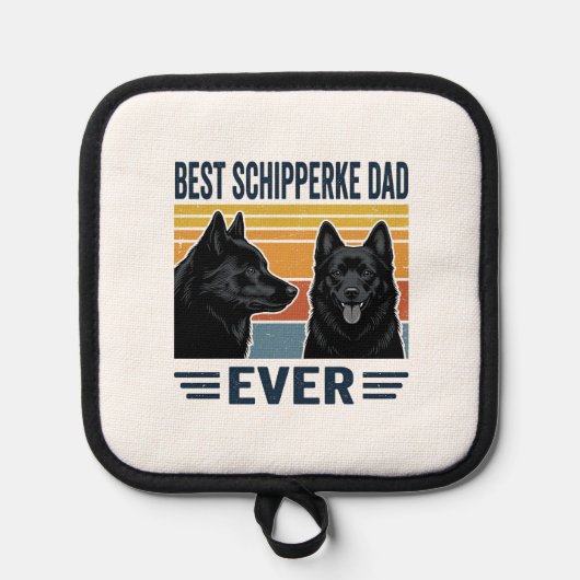 Best Schipperke Dad Ever Retro Dog Vector Design_1 鍋敷き (正面)
