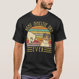 Best Sheltie Dad Ever Retro Vintage Sunset Tシャツ