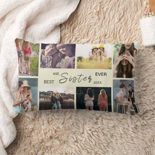 Best Sister Ever – 8 Photo Collage Pillow ランバークッション (ブランケット)