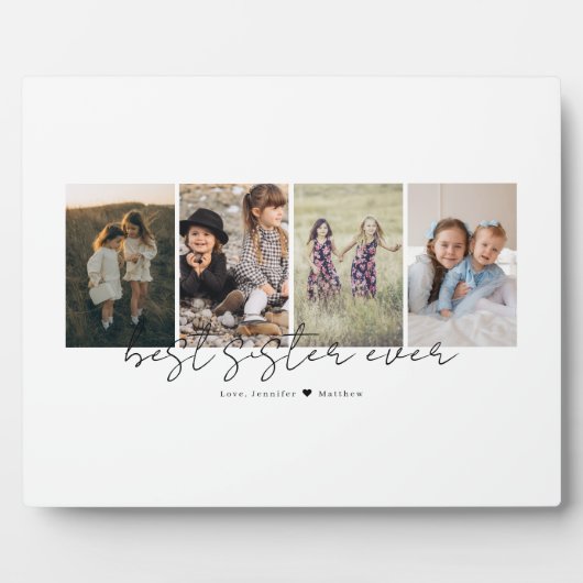 Best Sister Ever Modern Script 4 Photos Collage フォトプラーク (正面)