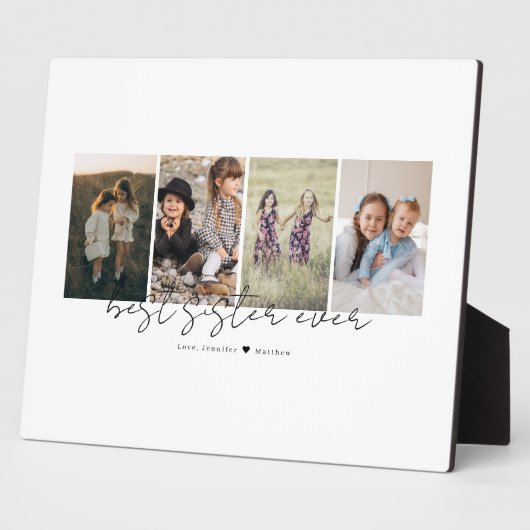 Best Sister Ever Modern Script 4 Photos Collage フォトプラーク (側面)