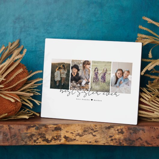 Best Sister Ever Modern Script 4 Photos Collage フォトプラーク (側面)
