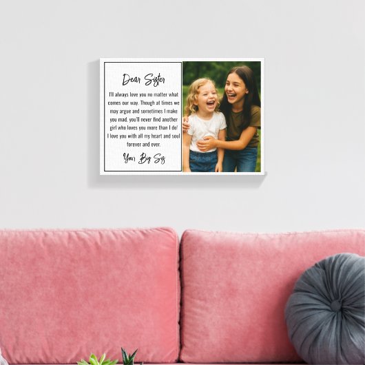 Best Sister Script Photo Collage キャンバスプリント (インサイチュ (リビング))