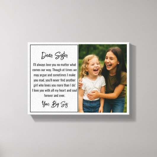 Best Sister Script Photo Collage キャンバスプリント (正面)