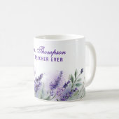 Best Teacher Appreciation Lavender Spring Floral コーヒーマグカップ (正面右)