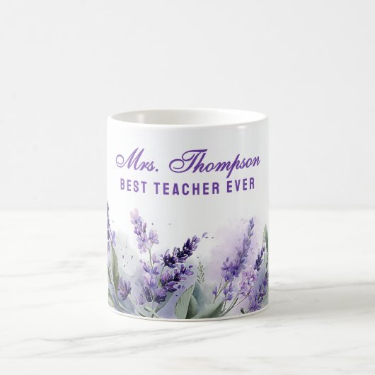 Best Teacher Appreciation Lavender Spring Floral コーヒーマグカップ (中央)