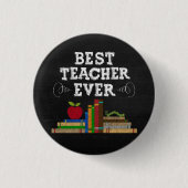 Best Teacher Ever Chalkboard 缶バッジ (正面)