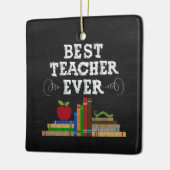 Best Teacher Ever Chalkboard Ornament セラミックオーナメント (左)