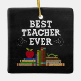 Best Teacher Ever Chalkboard Ornament セラミックオーナメント