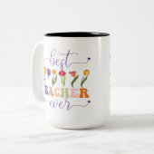 Best teacher ever, Custom mug for teacher ツートーンマグカップ (正面左)