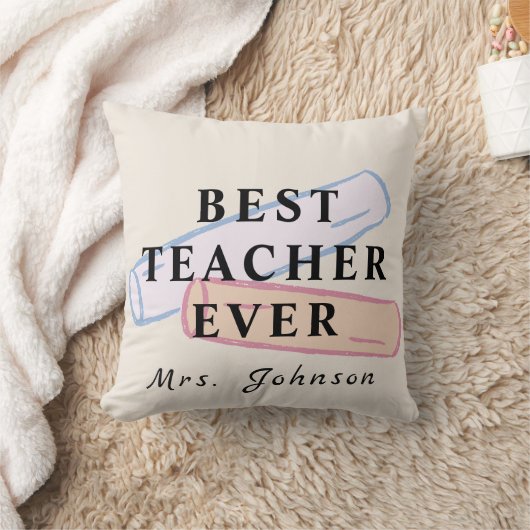 Best Teacher Ever – Custom Name Pillow クッション (ブランケット)