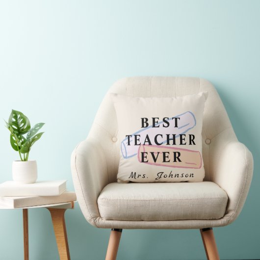 Best Teacher Ever – Custom Name Pillow クッション (椅子)