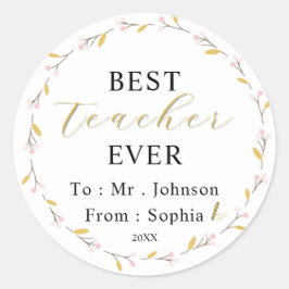 Best Teacher Ever – Custom Name Sticker Gift ラウンドシール