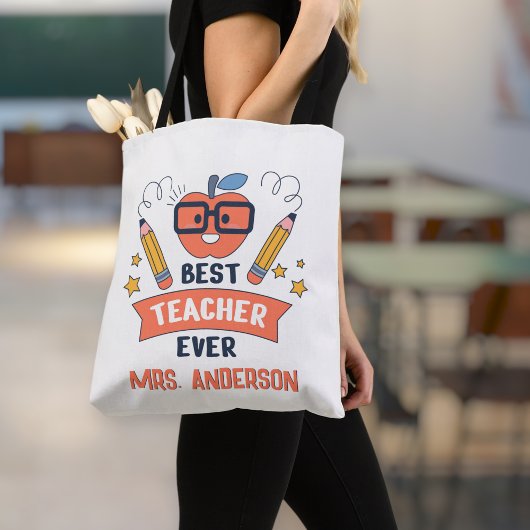 Best teacher ever, Customized Cotton Canvas Tote  トートバッグ