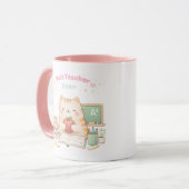 Best Teacher Ever Cute Kawaii Kitty Cat Sweet Pink マグカップ (正面左)