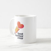 Best Teacher Ever Cute Pencil Heart Coffee Mug Tea コーヒーマグカップ (正面左)