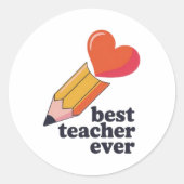Best Teacher Ever Cute Pencil Heart Sticker Teache ラウンドシール (正面)