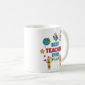 Best Teacher Ever Mug Colorful Sketch Icons Teac コーヒーマグカップ (正面右)