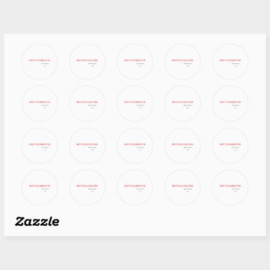 Best Teacher Ever Personalized Round Sticker ラウンドシール (シート)
