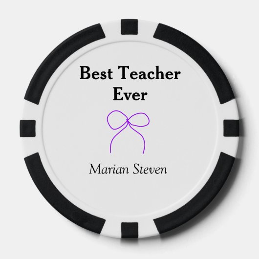 Best Teacher ever purple bow name appreciation gif ポーカーチップ (正面)